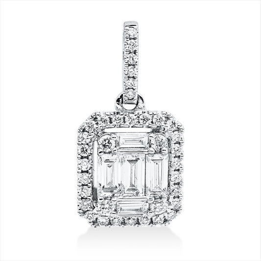 Anhänger 18 kt WG, mit Öse, 5 Bag. 0,24 ct, TW-vsi, 36 Brill. 0,13 ct, TW-si