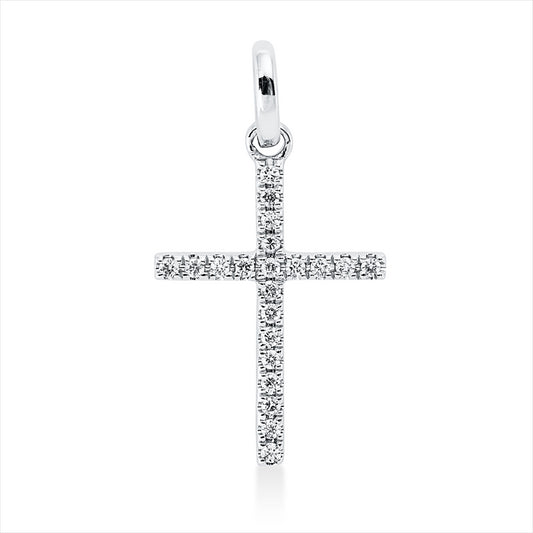 Anhänger 18 kt WG, mit Öse, 21 Brill. 0,05 ct, W-si