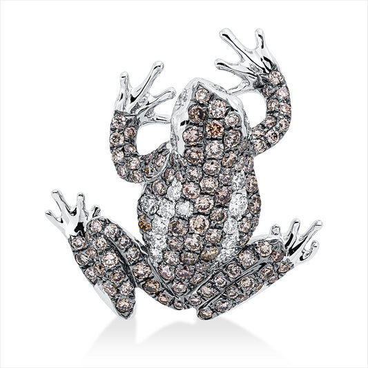 Anhänger 18 kt WG, Fassung schwarz rhodiniert, 16 Brill. 0,16 ct, TW-vsi, 109 Brill. 0,93 ct, braun