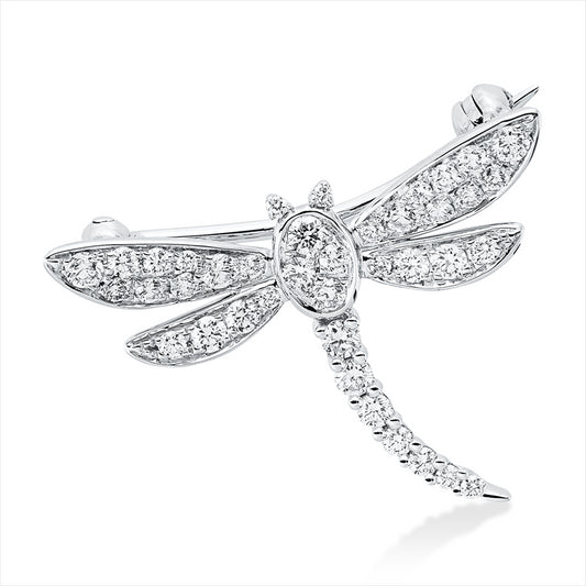 Brosche 18 kt WG, 39 Brill. 0,52 ct, TW-vsi