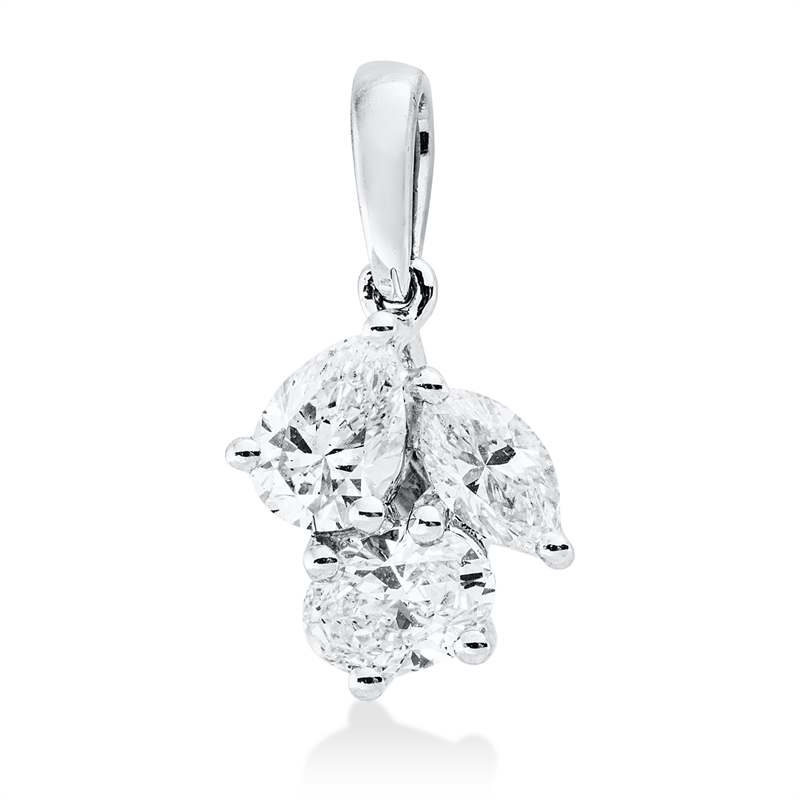 Anhänger 18 kt WG, mit Öse, 3 Fant-Schl. 0,46 ct, TW-si