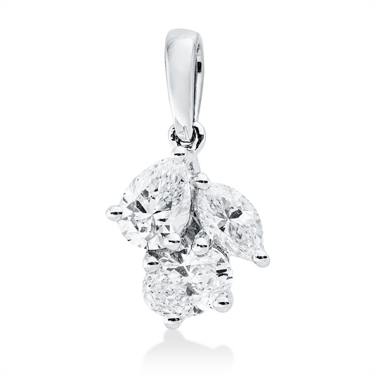 Anhänger 18 kt WG, mit Öse, 3 Fant-Schl. 0,46 ct, TW-si