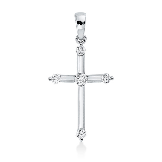 Anhänger 18 kt WG, mit Öse, 1 Brill. 0,06 ct, TW-si, 4 Brill. 0,11 ct, TW-si