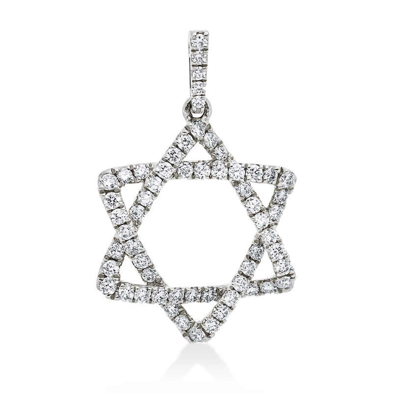 Anhänger 18 kt WG, mit Öse, 6 Brill. 0,06 ct, TW-si, 53 Brill. 0,34 ct, TW-si