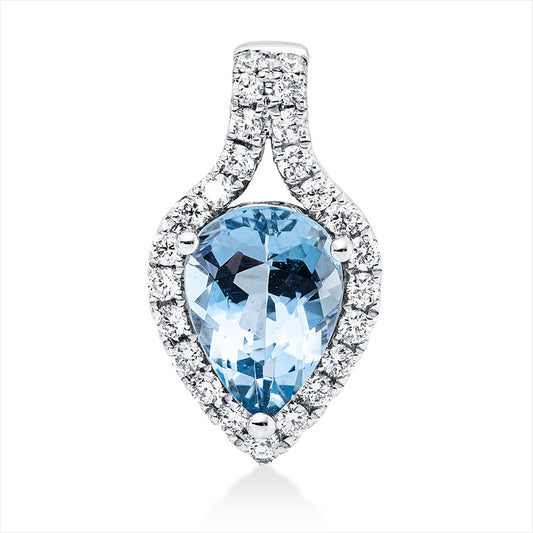 Anhänger 18 kt WG, 25 Brill. 0,18 ct, TW-vsi, 1 Aquamarin 0,93 ct