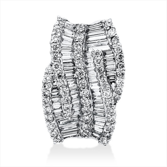 Anhänger 18 kt WG, 42 Trap. 0,83 ct, F-vsi, 57 Brill. 0,50 ct, F-si