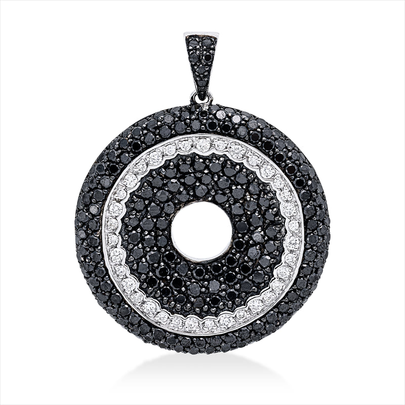 Anhänger 18 kt WG, Fassung teils schwarz rhodinie, 35 Brill. 0,38 ct, W-si, 202 Brill. 3,80 ct, schwarz