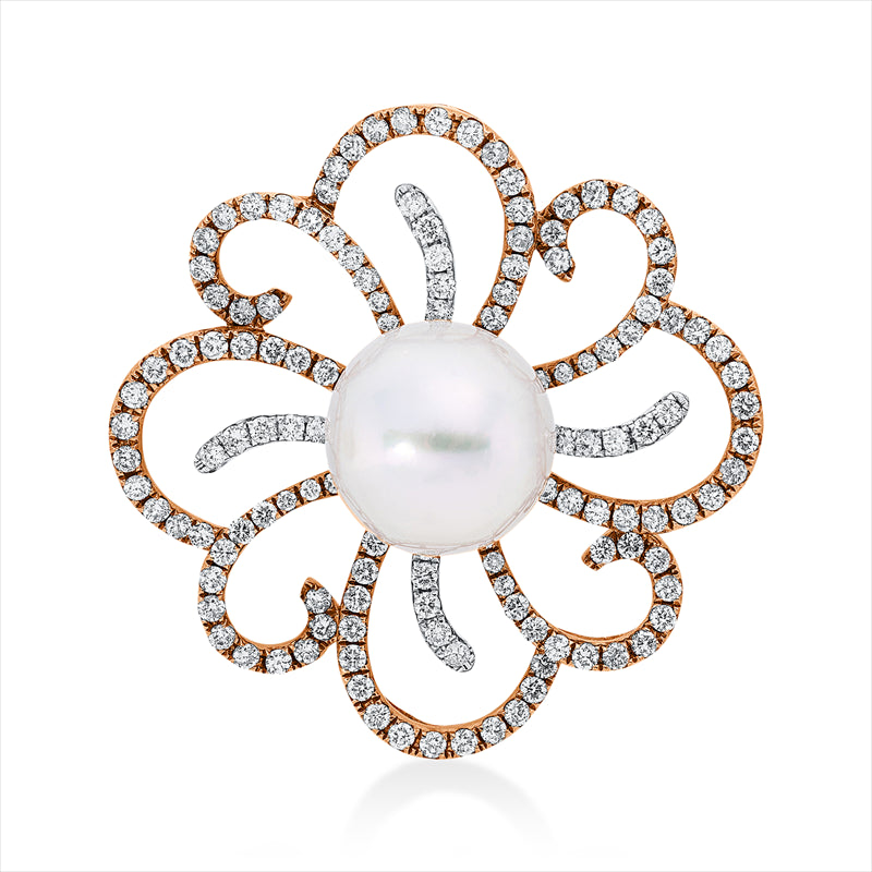 Anhänger 18 kt RG+WG, 132 Brill. 1,97 ct, F-si/pi, 1 SS weiß 13,2 mm