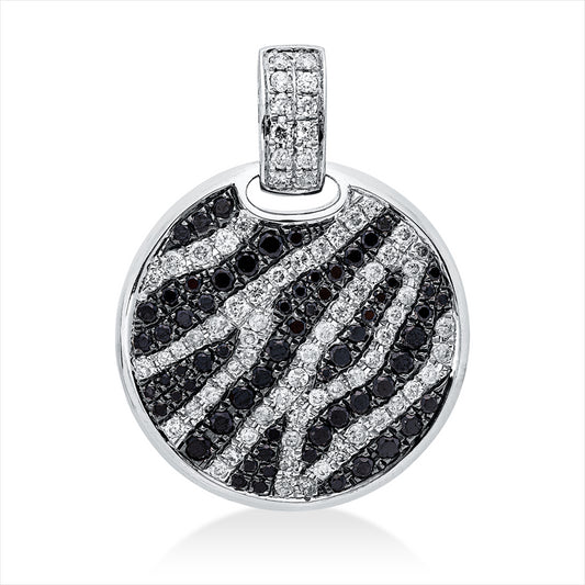 Anhänger 18 kt WG, Fassung teils schwarz rhodinie, 139 Brill. 1,12 ct, fancy