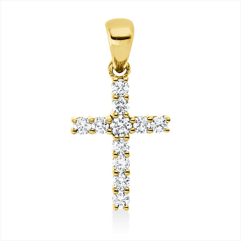 Anhänger 18 kt GG, mit Öse, 11 Brill. 0,14 ct, TW-si