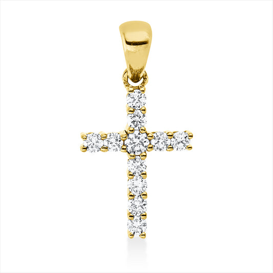 Anhänger 18 kt GG, mit Öse, 11 Brill. 0,14 ct, TW-si