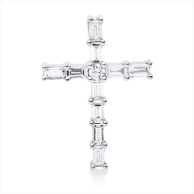 Anhänger 18 kt WG, 10 Bag. 0,19 ct, TW-si, 1 Brill. 0,02 ct, TW-si