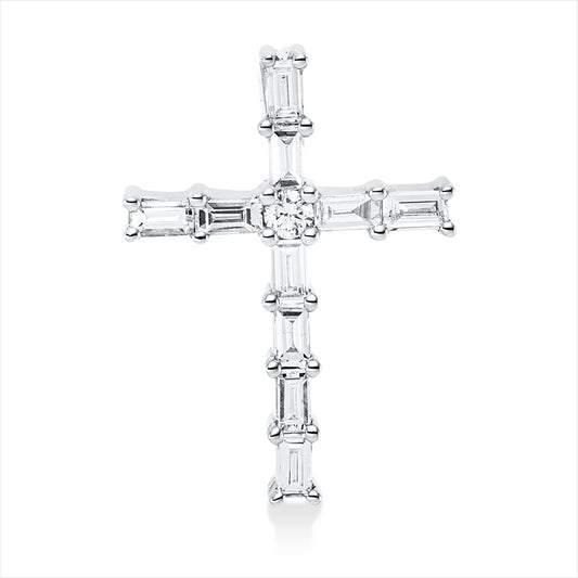 Anhänger 18 kt WG, 10 Bag. 0,19 ct, TW-si, 1 Brill. 0,02 ct, TW-si