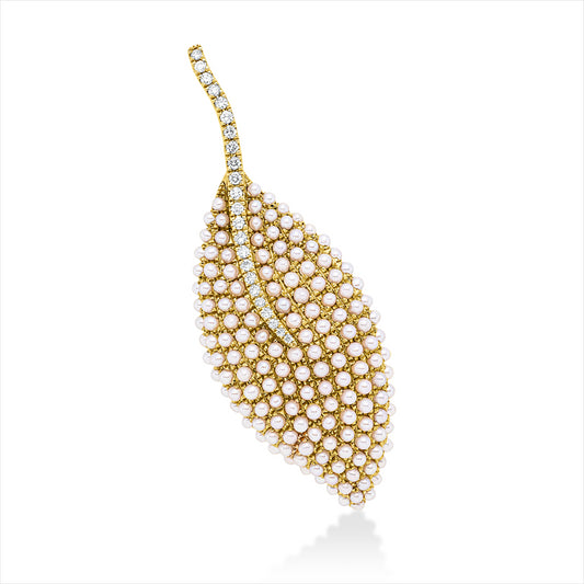 Brosche 18 kt GG, 25 Brill. 0,18 ct, TW-si, 196 SW weiß 1,4 mm