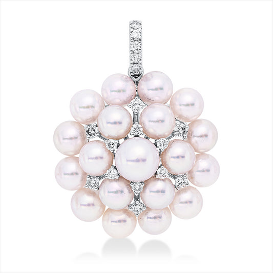 Anhänger 18 kt WG, 19 Brill. 0,27 ct, TW-si, 1 SW weiß 5,9 mm, 18 SW weiß 4,7 mm