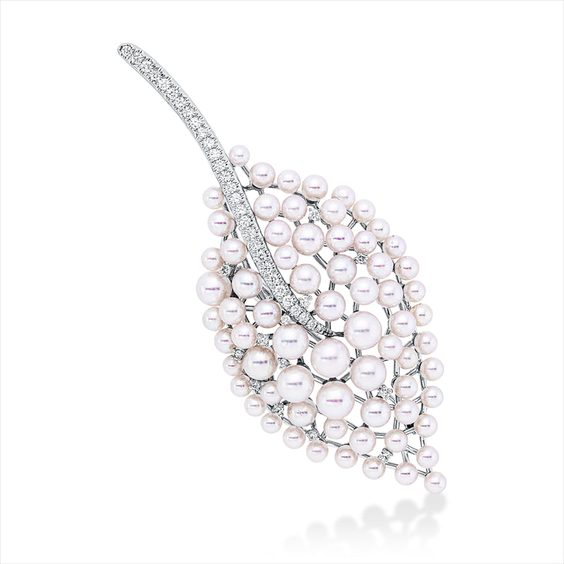 Brosche 18 kt WG, 42 Brill. 0,36 ct, TW-si, 69 SW weiß