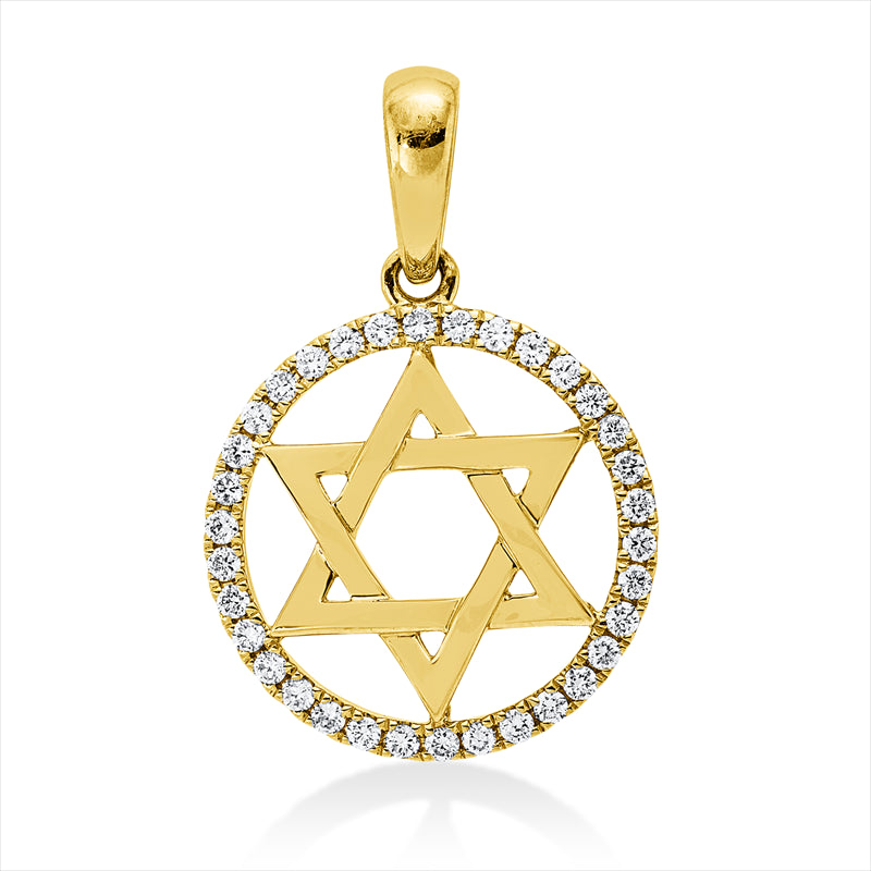 Anhänger 18 kt GG, mit Öse, 34 Brill. 0,20 ct, TW-si