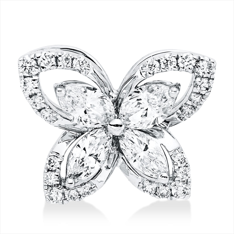 Anhänger 18 kt WG, 4 Nav. 0,37 ct, TW-vsi, 24 Brill. 0,09 ct, TW-si