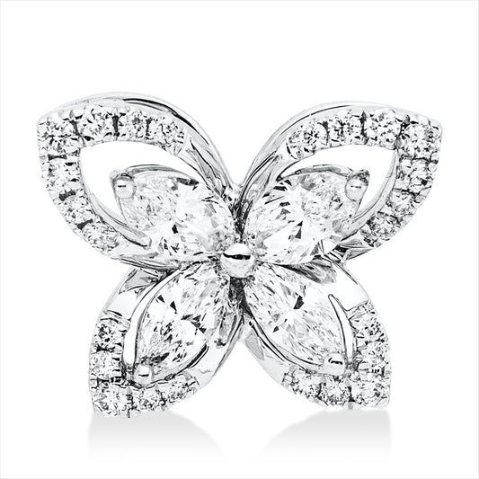 Anhänger 18 kt WG, 4 Nav. 0,37 ct, TW-vsi, 24 Brill. 0,09 ct, TW-si