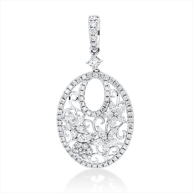 Anhänger 18 kt WG, mit Öse, 16 Nav. 0,48 ct, TW-vsi, 75 Brill. 0,53 ct, TW-si