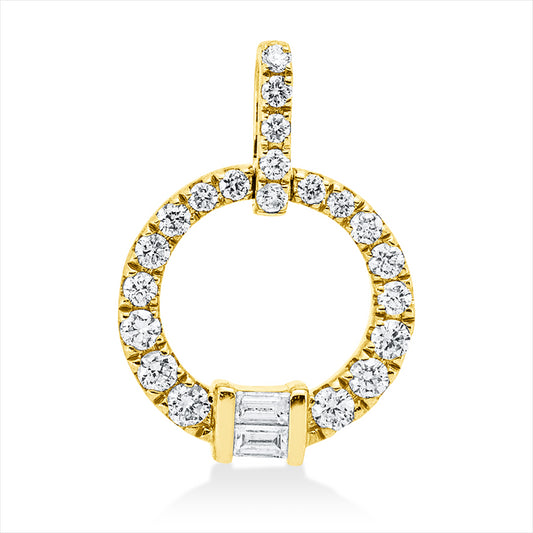 Anhänger 14 kt GG, mit Öse, 6 Brill. 0,08 ct, W-si/pi, 2 Bag. 0,04 ct, W-si/pi, 15 Brill. 0,09 ct, W-si/pi