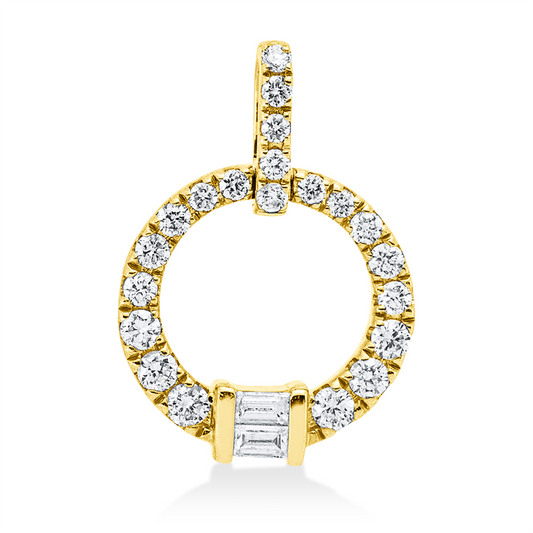 Anhänger 14 kt GG, mit Öse, 6 Brill. 0,08 ct, W-si/pi, 2 Bag. 0,04 ct, W-si/pi, 15 Brill. 0,09 ct, W-si/pi
