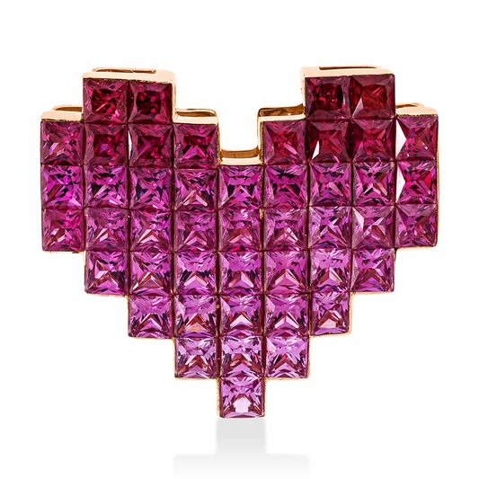 Anhänger 18 kt RG, 46 Rubine 2,40 ct rot