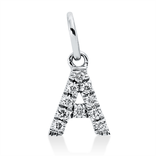 Anhänger 18 kt WG, mit Öse, 10 Brill. 0,05 ct, W-si