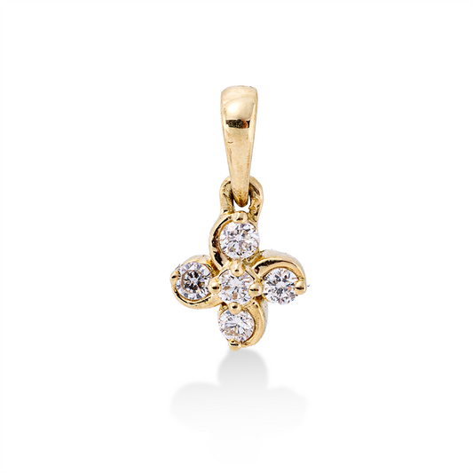 Anhänger 18 kt GG, mit Öse, 5 Brill. 0,09 ct, TW-si