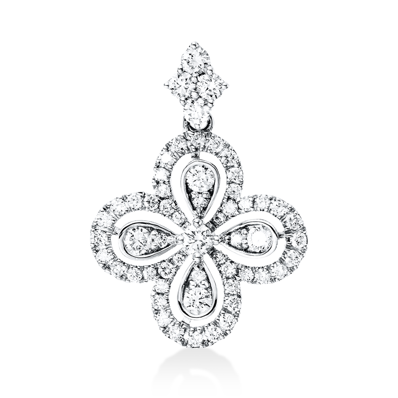 Anhänger 14 kt WG, 1 Brill. 0,04 ct, W-si/pi, 56 Brill. 0,48 ct, W-si/pi
