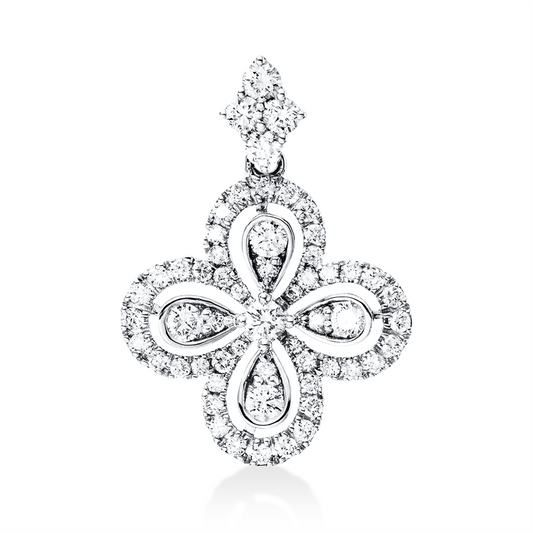 Anhänger 14 kt WG, 1 Brill. 0,04 ct, W-si/pi, 56 Brill. 0,48 ct, W-si/pi