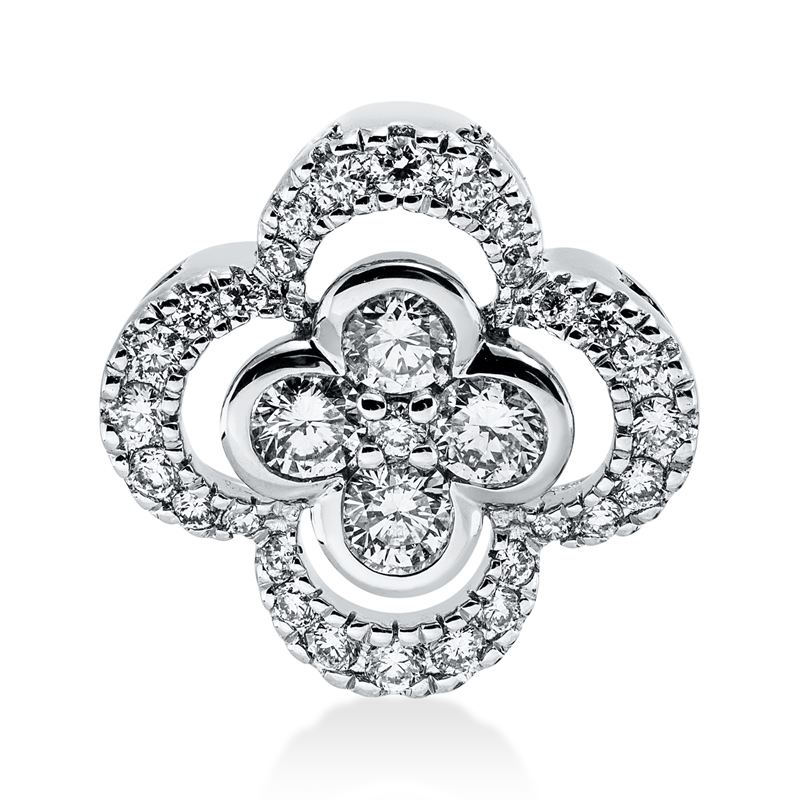 Anhänger 14 kt WG, 29 Brill. 0,17 ct, W-si/pi, 4 Brill. 0,22 ct, W-si/pi
