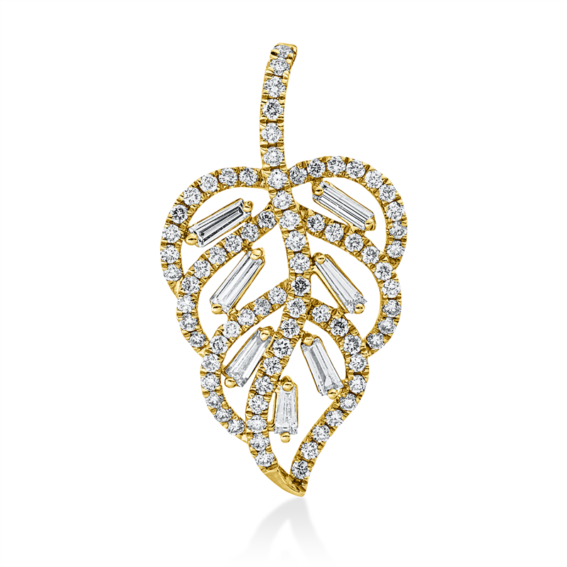 Anhänger 14 kt GG, 76 Brill. 0,35 ct, W-si/pi, 7 Trap. 0,18 ct, W-si/pi