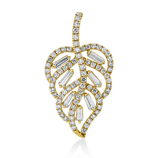 Anhänger 14 kt GG, 76 Brill. 0,35 ct, W-si/pi, 7 Trap. 0,18 ct, W-si/pi