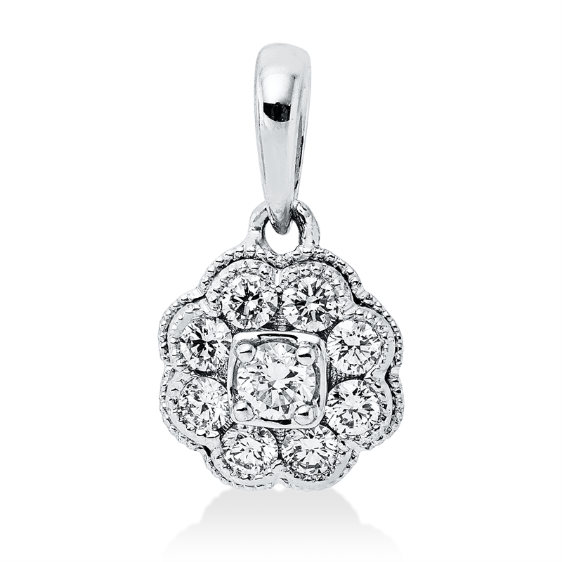 Anhänger 18 kt WG, 9 Brill. 0,22 ct, TW-si