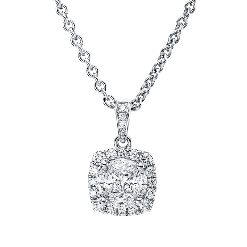 Anhänger 18 kt WG, mit Öse, 4 Nav. 0,34 ct, F-vsi/si, 1 Princ. 0,15 ct, TW-si, 20 Brill. 0,24 ct, TW-si