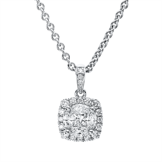 Anhänger 18 kt WG, mit Öse, 4 Nav. 0,34 ct, F-vsi/si, 1 Princ. 0,15 ct, TW-si, 20 Brill. 0,24 ct, TW-si
