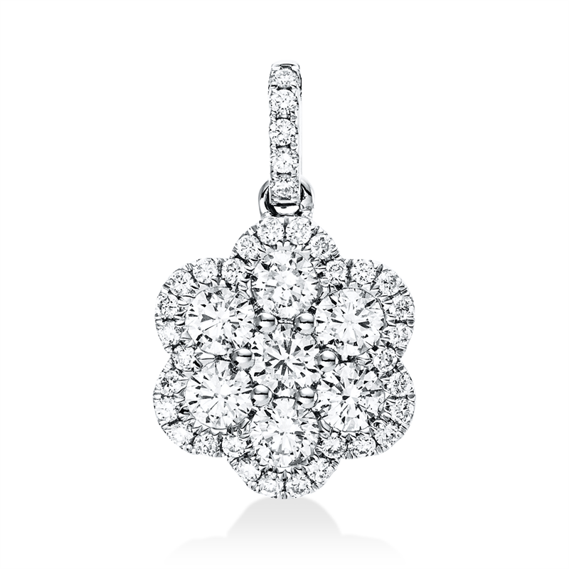Anhänger 18 kt WG, mit Öse, 7 Brill. 0,67 ct, TW-si, 35 Brill. 0,17 ct, TW-si