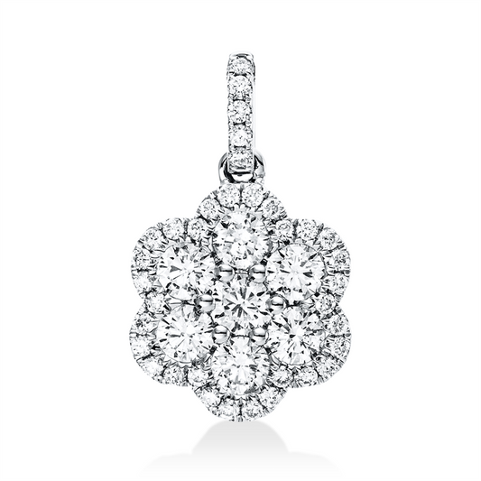 Anhänger 18 kt WG, mit Öse, 7 Brill. 0,67 ct, TW-si, 35 Brill. 0,17 ct, TW-si