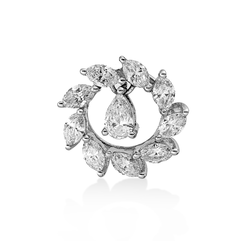 Anhänger 18 kt WG, 1 Tropfen 0,16 ct, TW-vsi/si, 9 Nav. 0,54 ct, TW-vsi/si