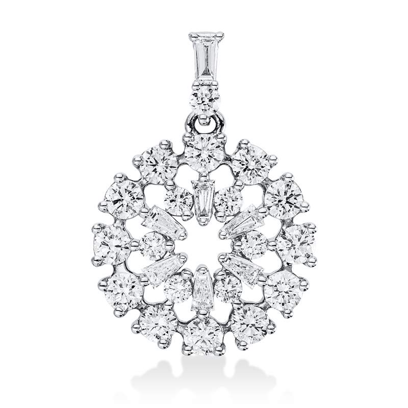 Anhänger 18 kt WG, mit Öse, 7 Trap. 0,17 ct, TW-si, 19 Brill. 0,73 ct, TW-si