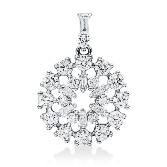 Anhänger 18 kt WG, mit Öse, 7 Trap. 0,17 ct, TW-si, 19 Brill. 0,73 ct, TW-si