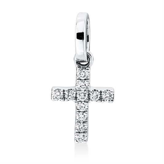 Anhänger 18 kt WG, mit Öse, 11 Brill. 0,02 ct, TW-si