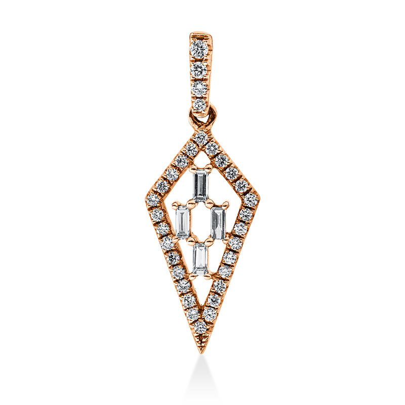 Anhänger 18 kt RG, 4 Bag. 0,08 ct, TW-vsi, 32 Brill. 0,16 ct, TW-si