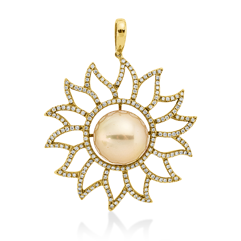 Anhänger 18 kt GG, mit Öse, 221 Brill. 0,86 ct, F-vsi/si, 1 SS gold 15,27 mm