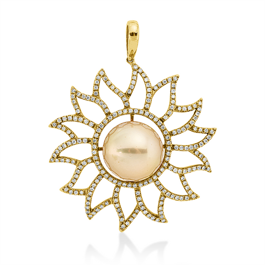 Anhänger 18 kt GG, mit Öse, 221 Brill. 0,86 ct, F-vsi/si, 1 SS gold 15,27 mm