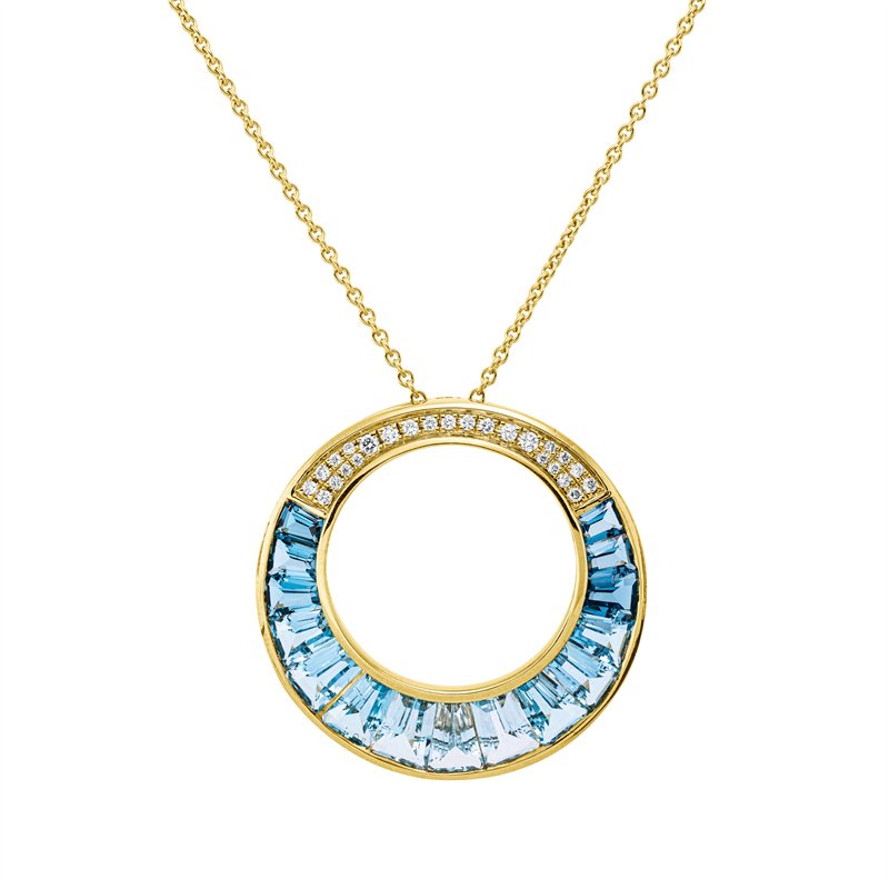 Anhänger 18 kt GG,25 Br 0,14 ct, TW-si,6 To 1,40 ct sky blue,6 To 2,50 ct Lond. blue,3 To 1,00 ct Swiss blue