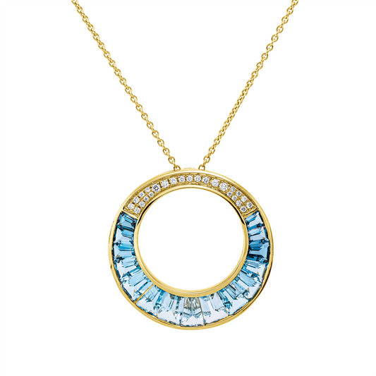 Anhänger 18 kt GG,25 Br 0,14 ct, TW-si,6 To 1,40 ct sky blue,6 To 2,50 ct Lond. blue,3 To 1,00 ct Swiss blue