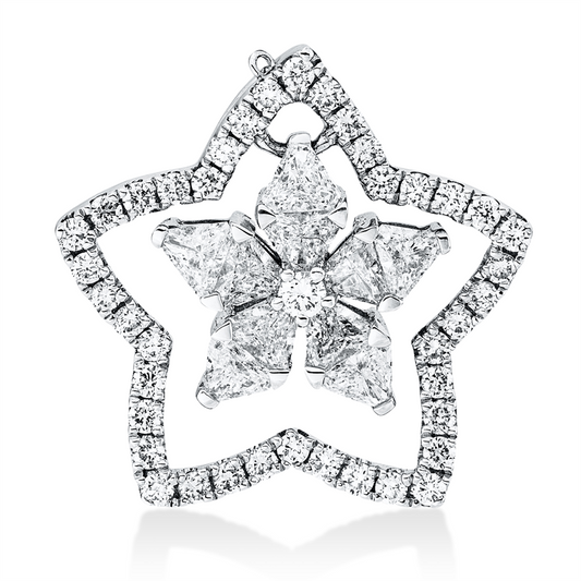 Anhänger 18 kt WG, 40 Brill. 0,38 ct, TW-si, 1 Brill. 0,02 ct, TW-si, 10 Tri.Sond. 0,63 ct, TW-vsi/si