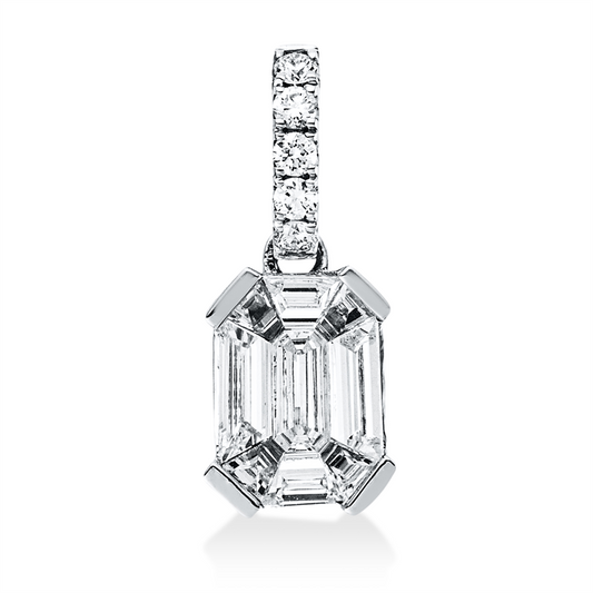 Anhänger 18 kt WG, 5 Brill. 0,05 ct, TW-si, 9 Fant-Schl. 0,35 ct, TW-vsi